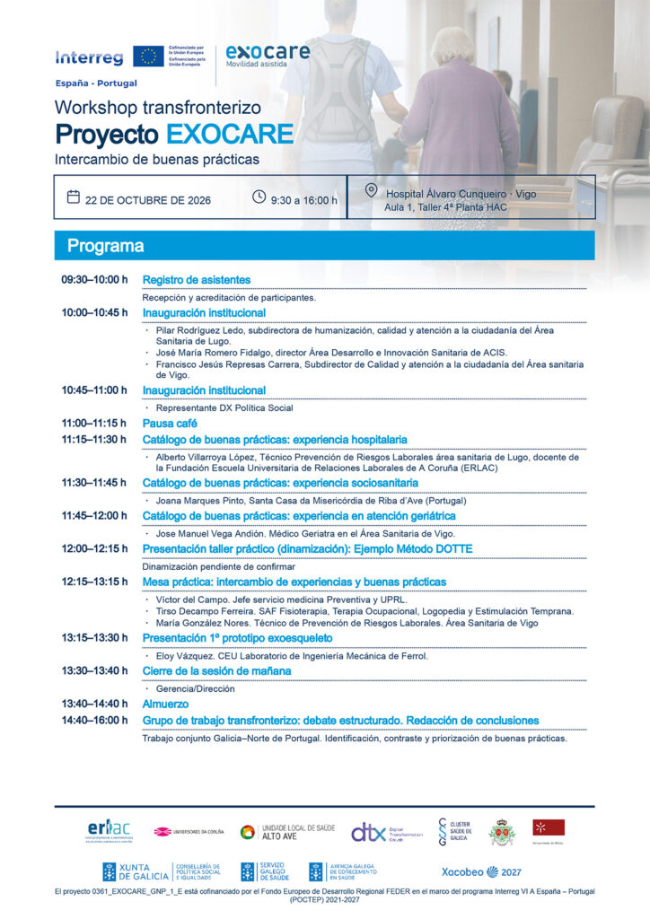 Programa Jornada ExoCare Vigo Octubre